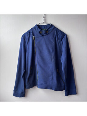 Lauren Ralph Lauren Blue Cotton Moto Jacket